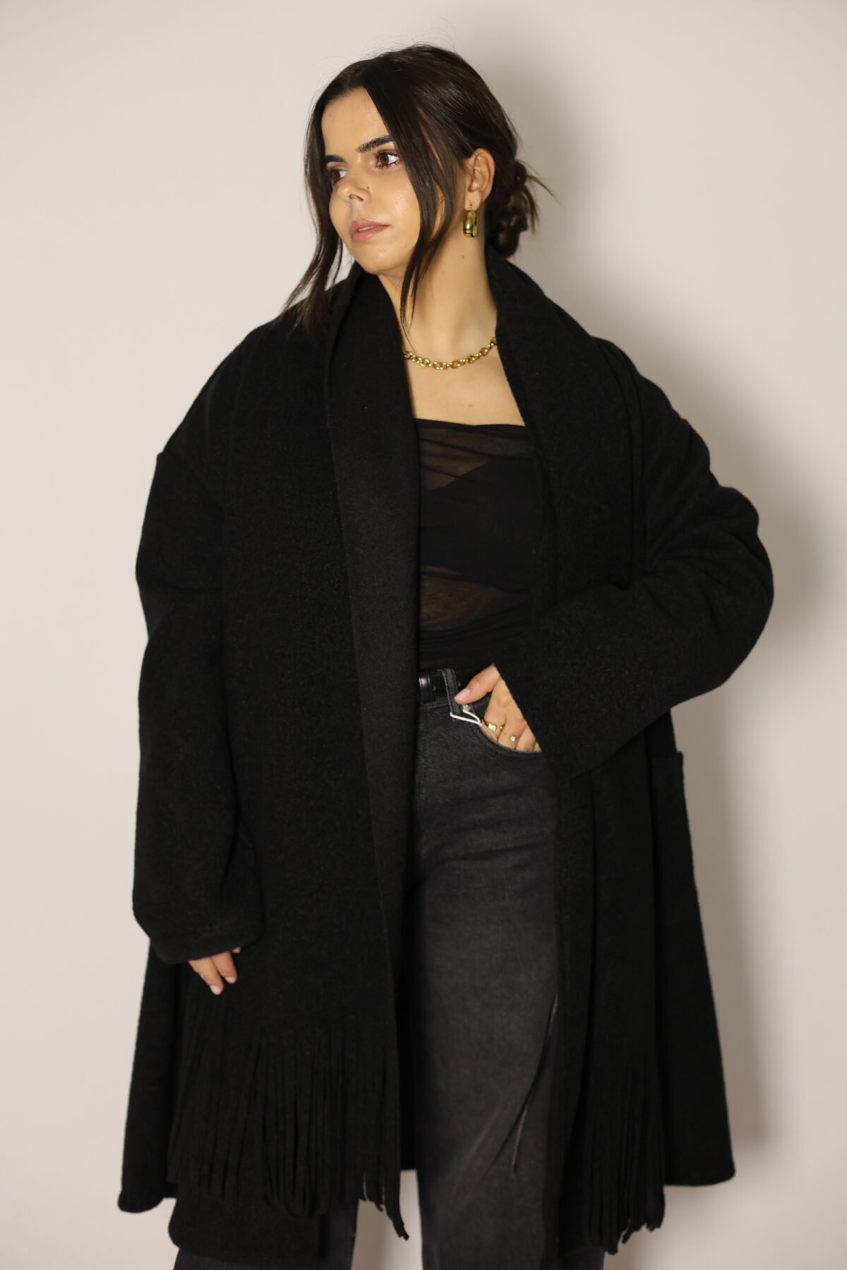 CASACO FAZENDA COM CACHECOL PRETO