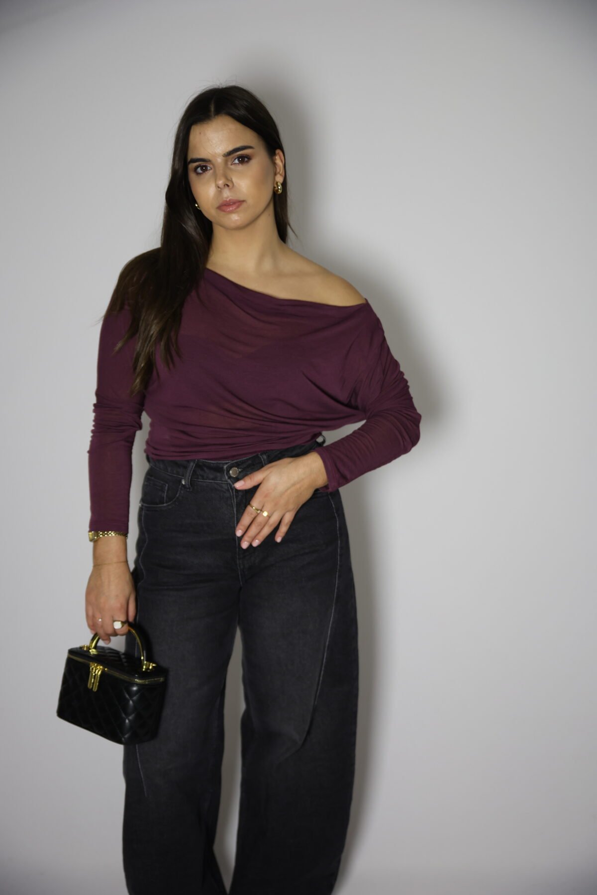 CAMISOLA SEMI-TRANSPARENTE BORDEAUX CAXEMIRA