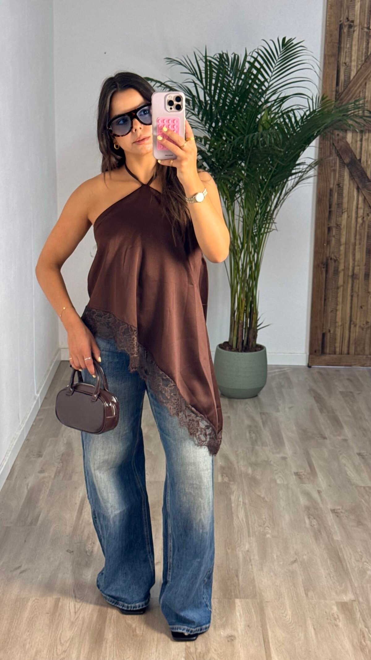 Blusa acetinada